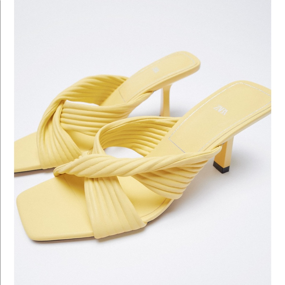 Zara pleated strap heeled sandals